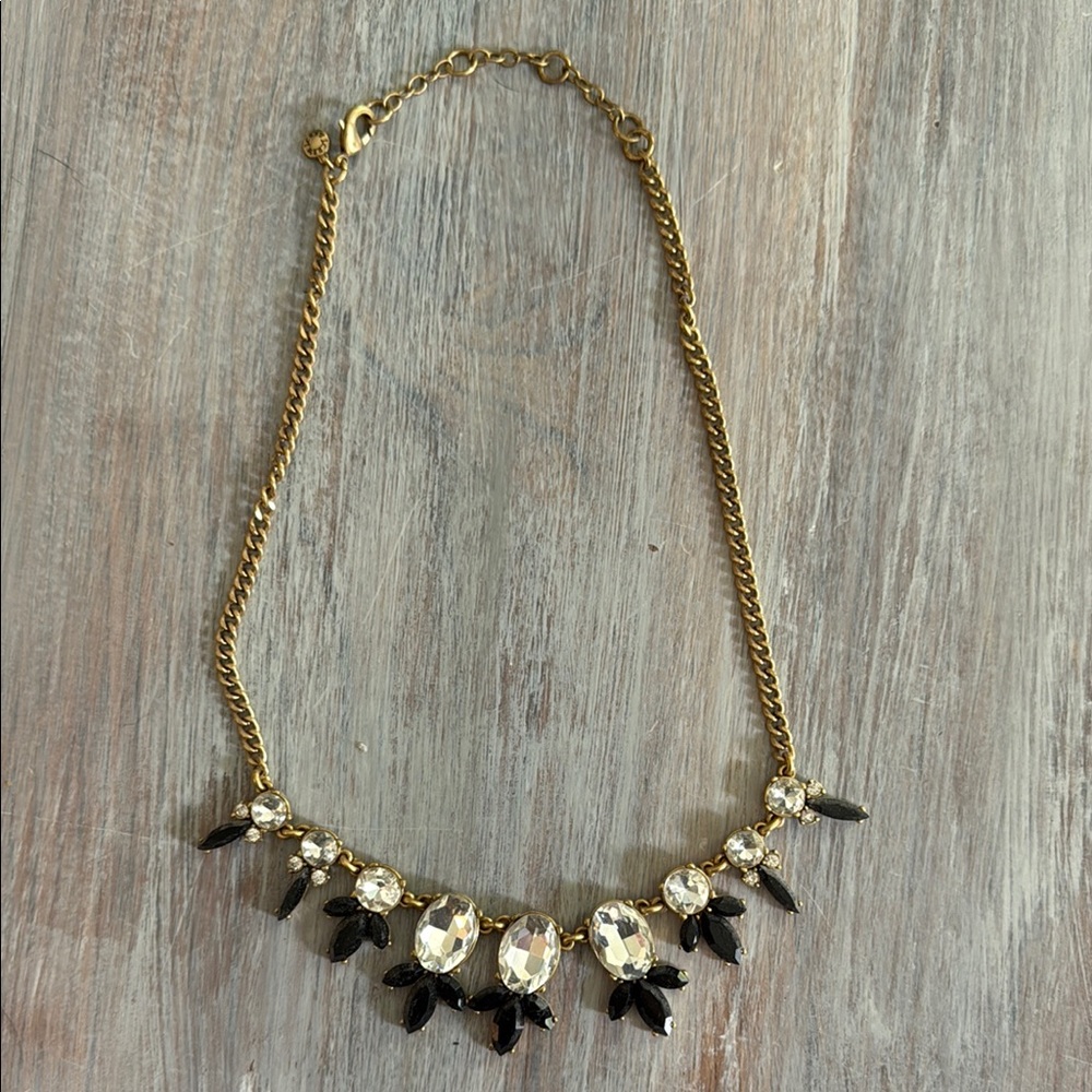 J. Crew Black and Gold Necklace with Elegant Scalloped Design